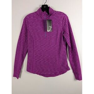 Zero Restriction Renae Zip Mock Pullover Womens Small Purple Stripe NEW